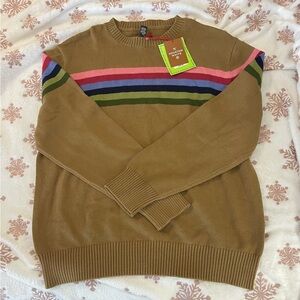 NWT! Striped Tan Sweater for Men designed by designer HOUSTON WHITE!